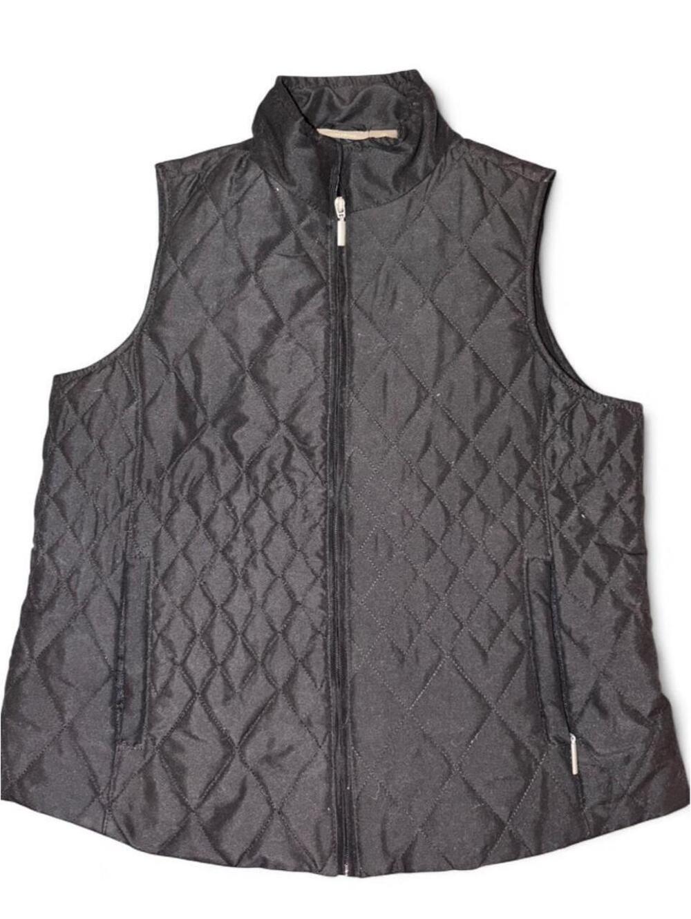 Jane Ashley Women's Black Quilted Winter Puffer Vest - Size Medium